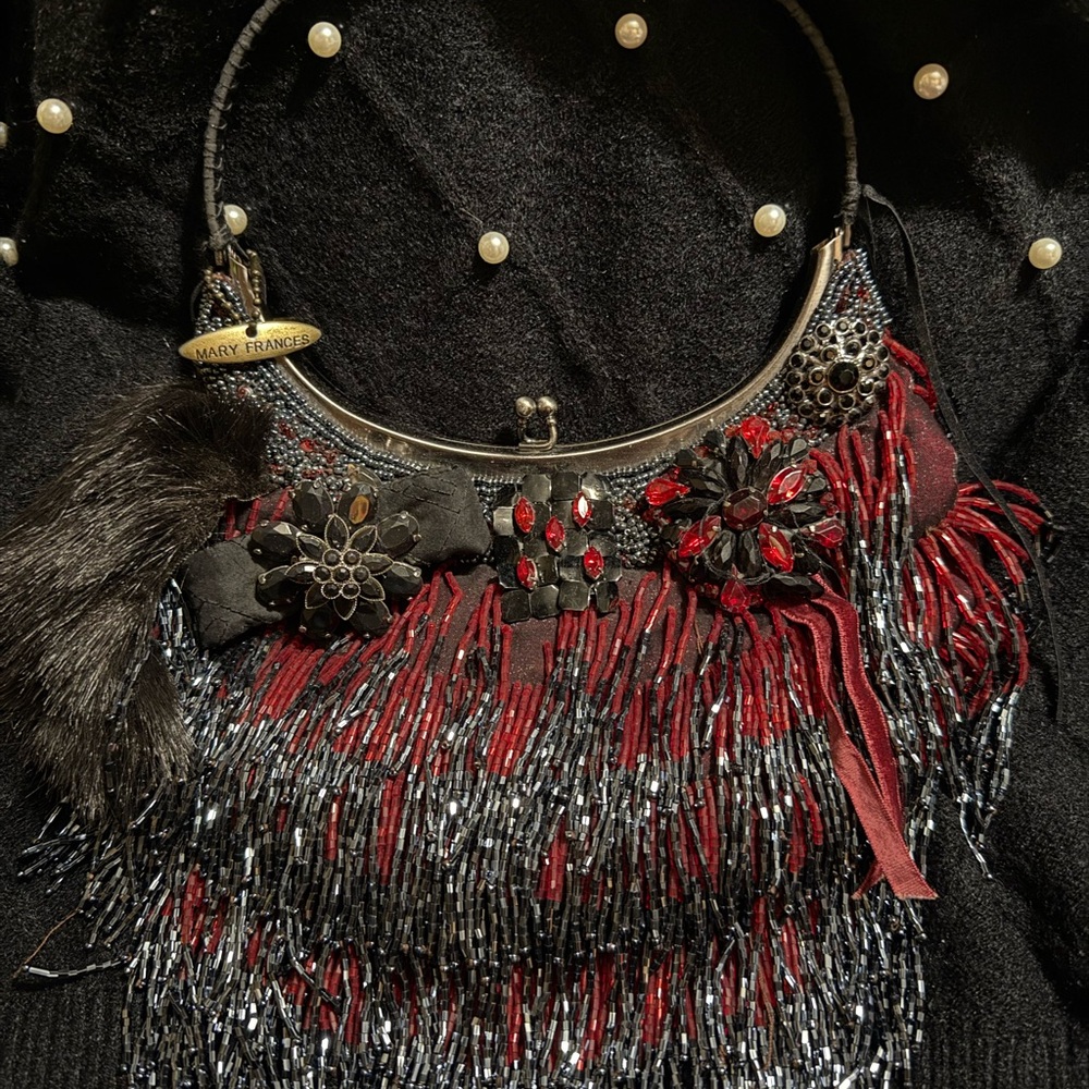 Not for Sale Mary Frances Beaded Fringe Evening Bag